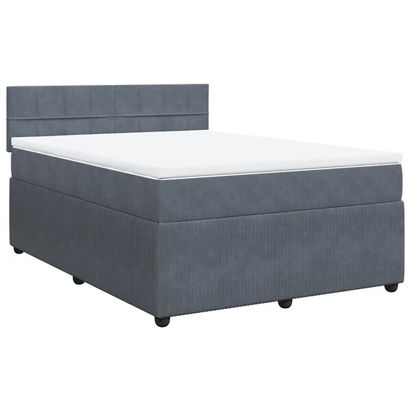 vidaXL Cama box spring con colch&oacute;n terciopelo gris oscuro 160x200 cm