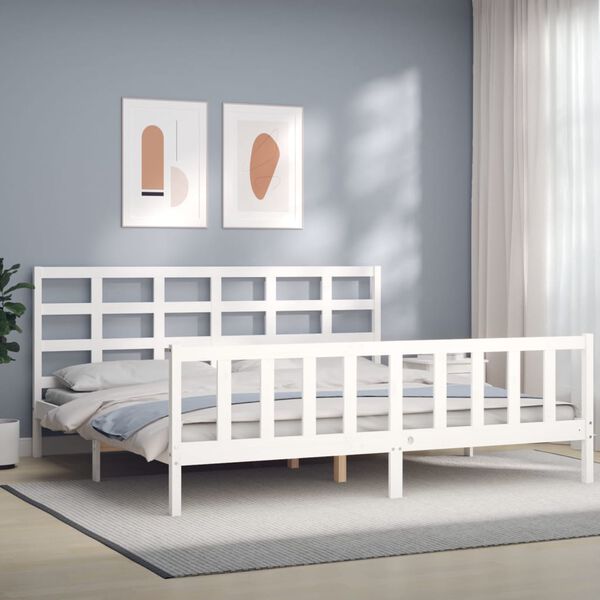 vidaXL Estructura de cama sin colch&oacute;n madera maciza blanca 200x200 cm