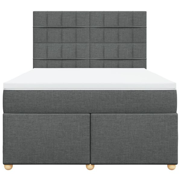 vidaXL Cama box spring con colch&oacute;n tela gris oscuro 140x190 cm