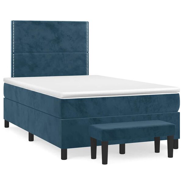 vidaXL Cama box spring con colch&oacute;n terciopelo azul oscuro 120x200 cm