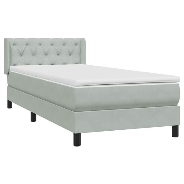 vidaXL Cama box spring con colch&oacute;n terciopelo gris claro 80x210 cm
