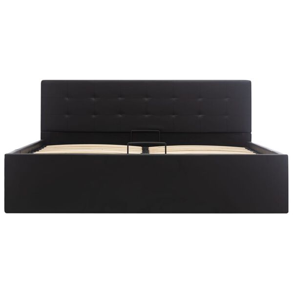vidaXL Cama canapé hidráulica cuero sintético negro 160x200 cm