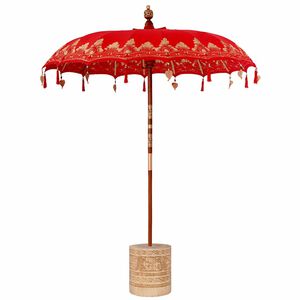 vidaXL Paraguas balin&eacute;s con base Rojo 185 x 185 x 260 cm Algod&oacute;n
