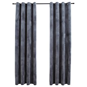 vidaXL Cortinas opacas anillas 2 uds terciopelo antracita 140x245 cm