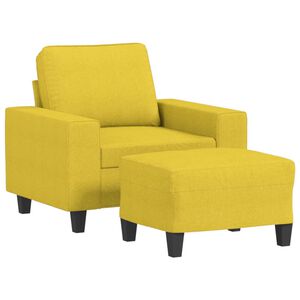vidaXL Sill&oacute;n con taburete tela amarillo claro 60 cm