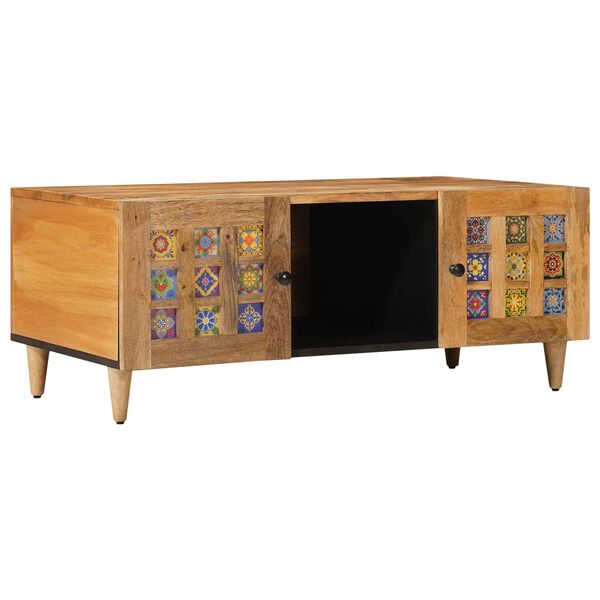 vidaXL Mesa de Caf&eacute; Natural 100 x 54 x 40 cm Madera de mango maciza