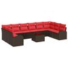 vidaXL Conjunto de sof&aacute;s de jard&iacute;n 11 uds. Marr&oacute;n y Rojo