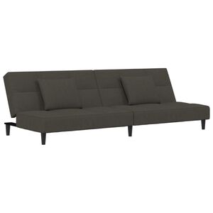 vidaXL Sof&aacute; cama de 2 plazas con dos almohadas terciopelo gris oscuro