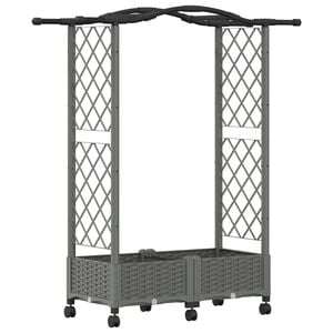vidaXL Cama elevada con trellis y techo Gris Claro 124 x 40 x 129 cm