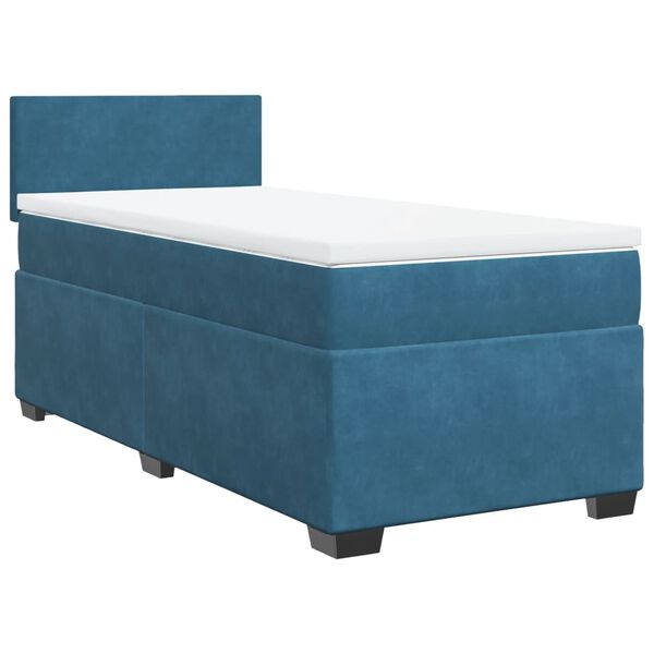 vidaXL Cama box spring con colch&oacute;n terciopelo azul oscuro 80x200 cm