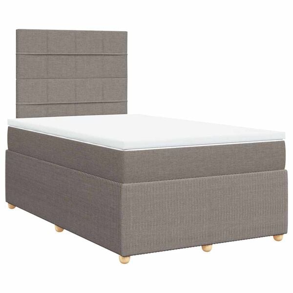 vidaXL Cama box spring con colch&oacute;n tela gris taupe 120x190 cm