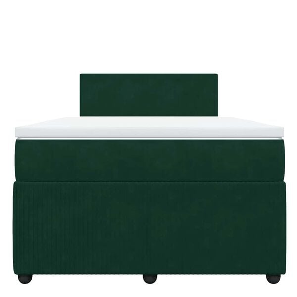 vidaXL Cama box spring con colch&oacute;n terciopelo verde oscuro 120x190 cm