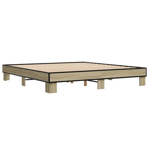 vidaXL Estructura cama madera ingenier&iacute;a metal roble Sonoma 160x200 cm