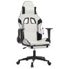 vidaXL Silla gaming con reposapiés cuero sintético blanco negro