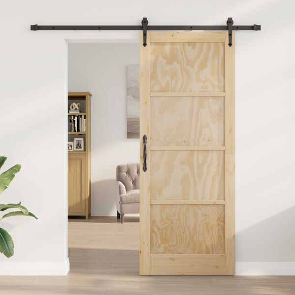 vidaXL Puerta Corredera ORKDAL Natural y negro 83 x 211 cm