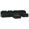 vidaXL Set de muebles de jard&iacute;n 6 pzas y cojines rat&aacute;n sint&eacute;tico negro
