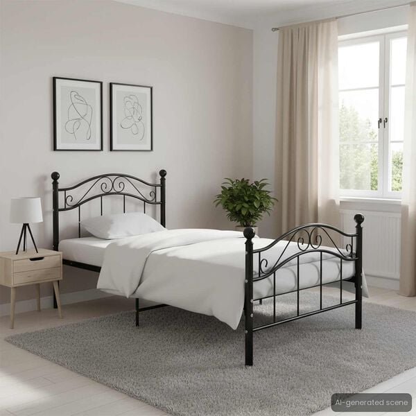 vidaXL Estructura de cama sin colch&oacute;n metal negro 100x200 cm