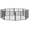 vidaXL Puerta para perros 8 uds. Negro 80 x 60 cm Acero Galvanizado