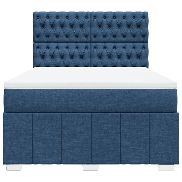 vidaXL Cama box spring con colch&oacute;n tela azul 160x200 cm