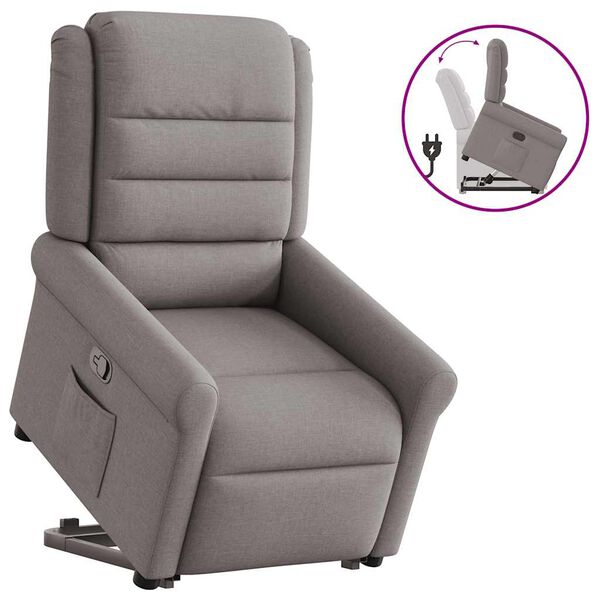 vidaXL Sill&oacute;n reclinable elevable tela gris taupe
