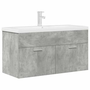 vidaXL Mueble de ba&ntilde;o con lavabo incorporado y grifo gris hormig&oacute;n