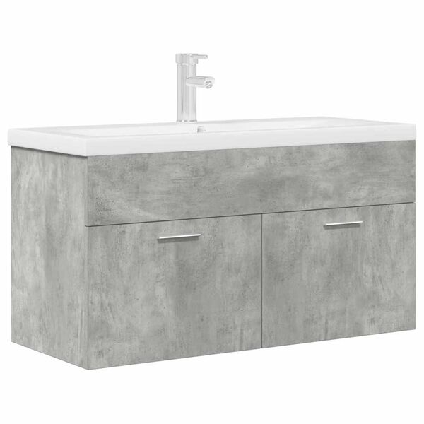 vidaXL Mueble de ba&ntilde;o con lavabo incorporado y grifo gris hormig&oacute;n