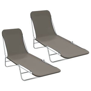 vidaXL Tumbonas plegables 2 unidades acero y tela gris