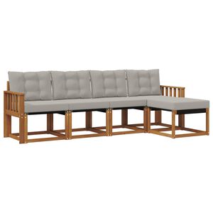 vidaXL Conjunto de sof&aacute;s de exterior 5 pcs Gris Natural y Claro