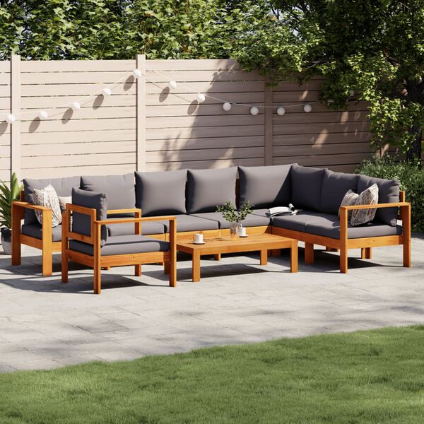 vidaXL Set de sofás de jardín con cojines 6 pzas madera maciza acacia
