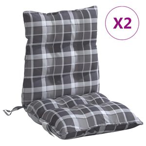 vidaXL Cojines para silla respaldo bajo 2 uds tela Oxford cuadros gris