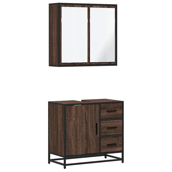 vidaXL Set de muebles baño 2 pzas madera contrachapada marrón roble