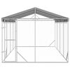 vidaXL Perrera de exterior con toldo acero galvanizado plata 3x6x2,5 m