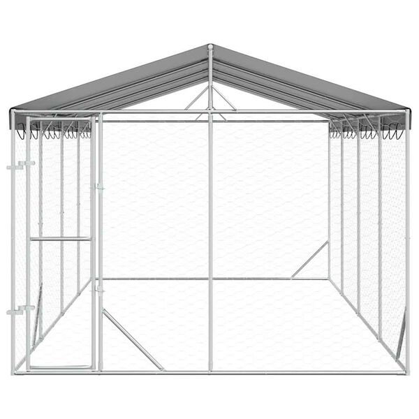 vidaXL Perrera de exterior con toldo acero galvanizado plata 3x6x2,5 m