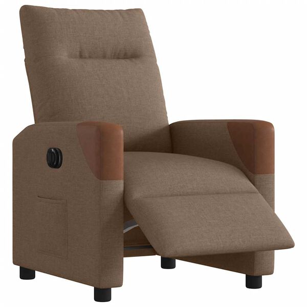 vidaXL Sill&oacute;n reclinable el&eacute;ctrico de tela marr&oacute;n