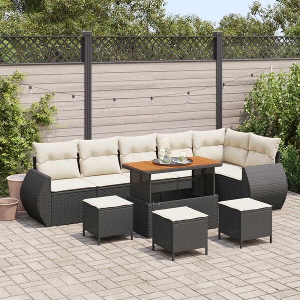 vidaXL Conjunto de sof&aacute;s de jard&iacute;n 10 pcs Negro rat&aacute;n sint&eacute;tico