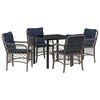 vidaXL Conjunto de Comedor de Jard&iacute;n 5 uds. Gris y Negro Rat&aacute;n