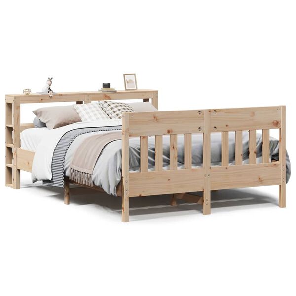 vidaXL Estructura de cama sin colch&oacute;n madera maciza de pino 140x190 cm