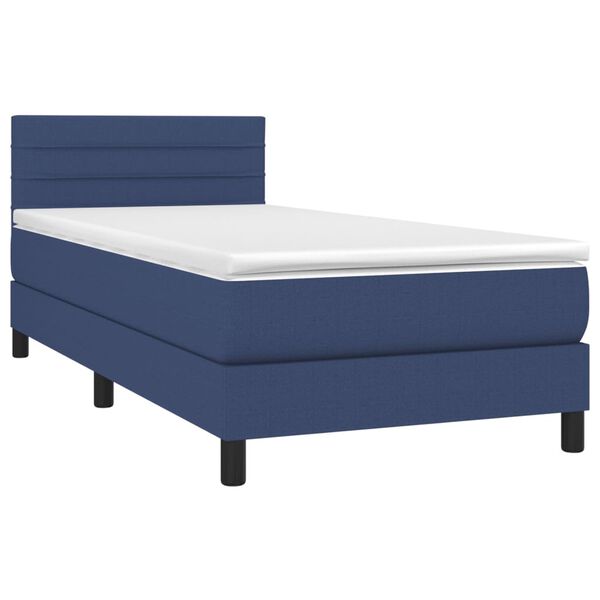 vidaXL Cama box spring con colch&oacute;n tela azul 90x200 cm