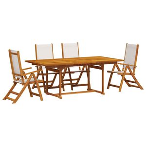 vidaXL Juego comedor de jard&iacute;n 5 pzas madera maciza acacia y textileno