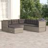 vidaXL Set de muebles de jardín 6 pzas y cojines ratán sintético gris