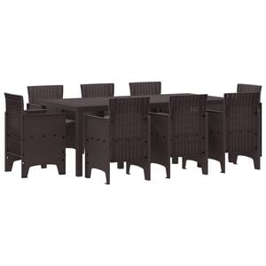 vidaXL Conjunto de Comedor de Jard&iacute;n 9 pcs Marr&oacute;n Polipropileno