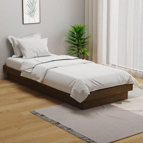 vidaXL Estructura de cama individual sin colch&oacute;n madera marr&oacute;n miel