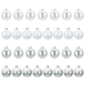 vidaXL Juego de bolas navide&ntilde;as 30 uds. Plateado y blanco 6 cm