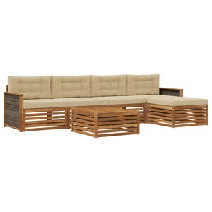 vidaXL Conjunto de sof&aacute;s de exterior con coj&iacute;n 6 pcs Natural y Beige