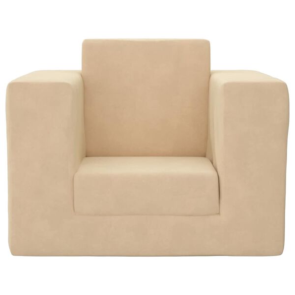 vidaXL Sof&aacute; cama infantil felpa suave color crema