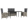 vidaXL Juego de comedor de jard&iacute;n 4 piezas con cojines rat&aacute;n PE gris