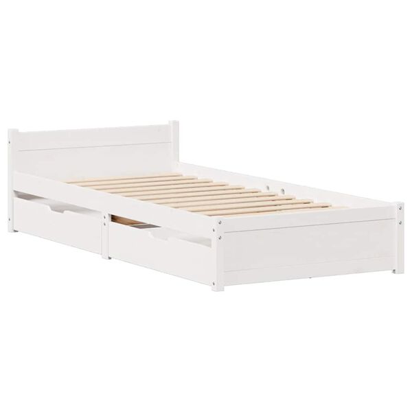 vidaXL Estructura de cama sin colchón madera maciza blanca 75x190 cm