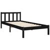 vidaXL Estructura de cama individual con cabecero madera maciza negro