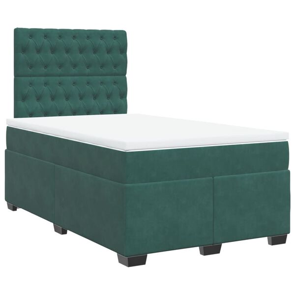 vidaXL Cama box spring con colch&oacute;n terciopelo verde oscuro 120x200 cm