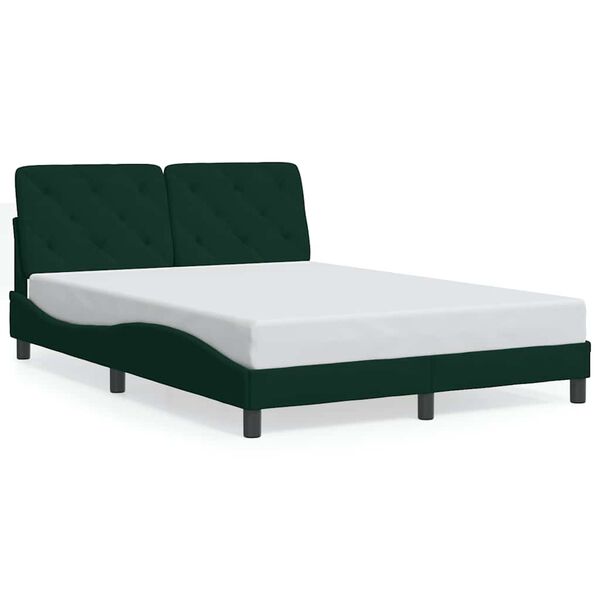 vidaXL Estructura cama sin colch&oacute;n terciopelo verde oscuro 120x200 cm